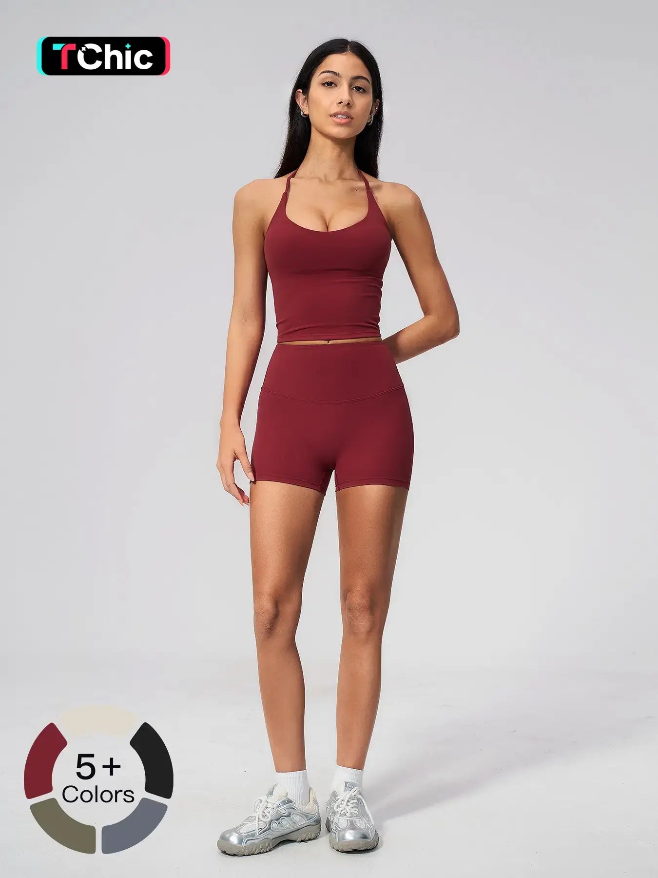 Women's Yoga Set with Padded Bra, Backless High-Waisted Quick-Dry Sportswear