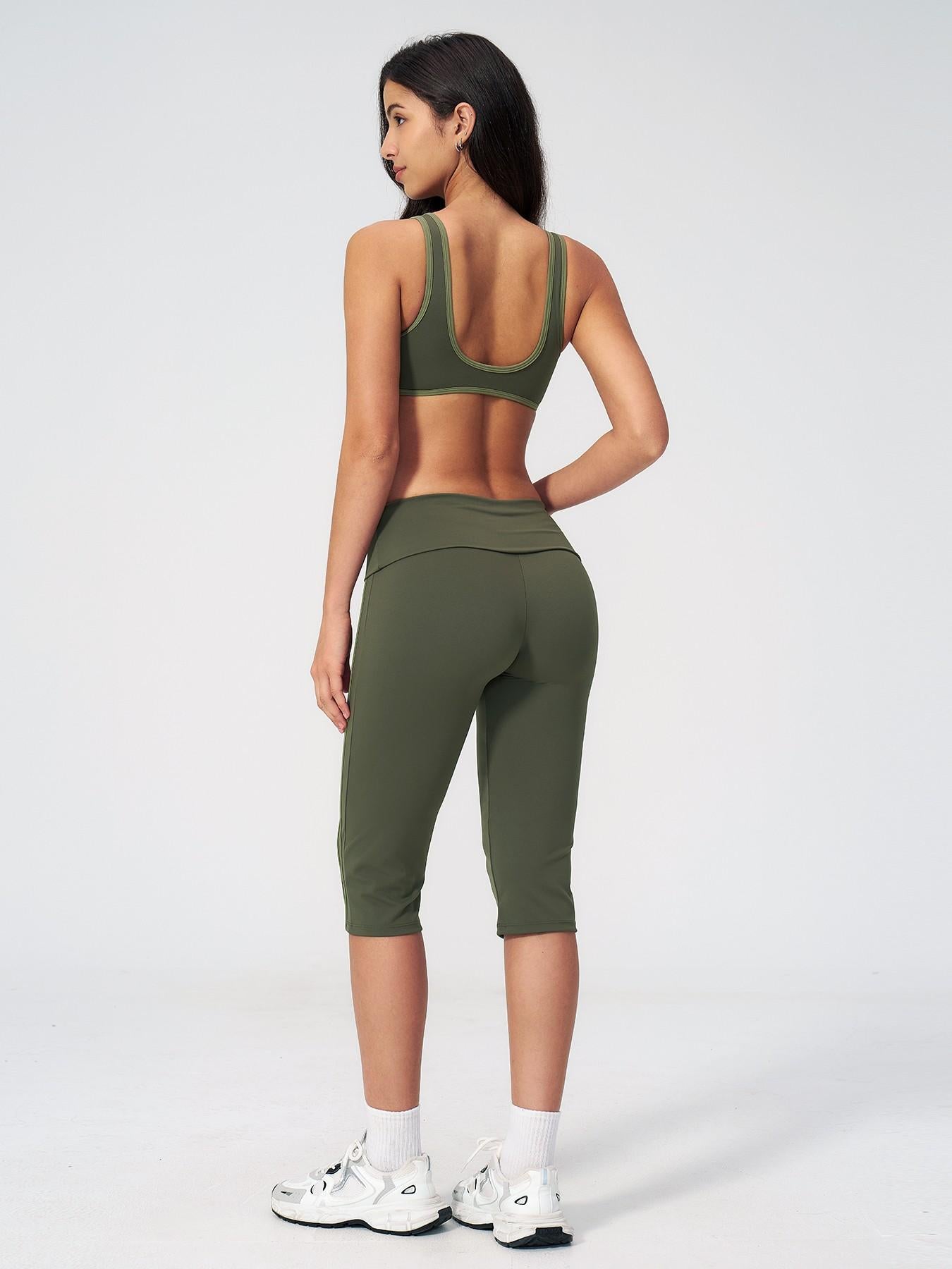 High Elastic Tight Yoga Set for Women, Flip Waist Fitness Bare Feel Sports Running Yoga - image 12