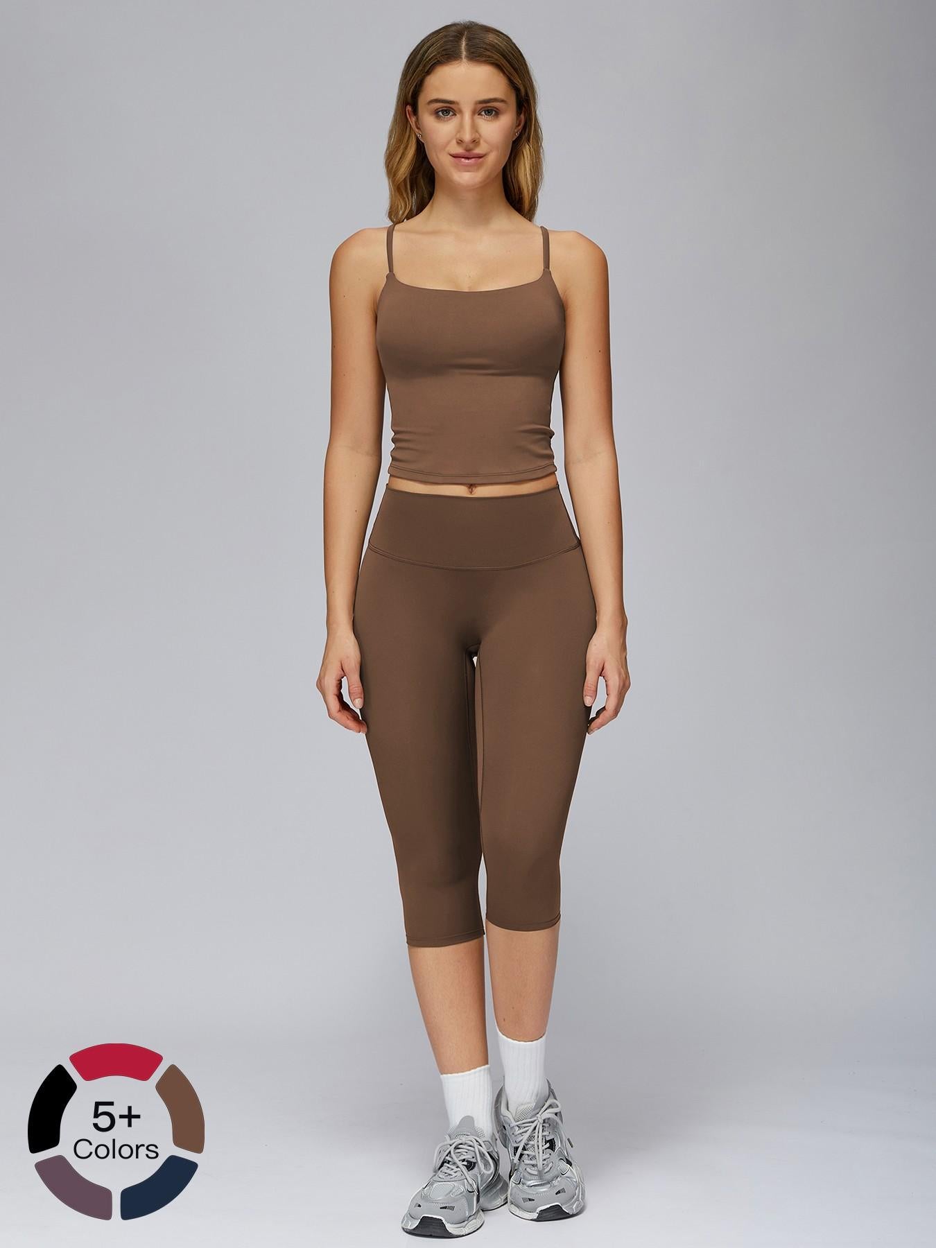 Women's Yoga Set, Tight-Fitting Mid-Thigh Pants & Casual Sports Tank Top - image 20