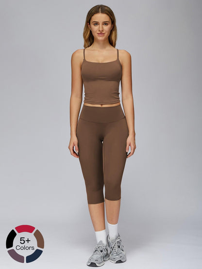 Women's Yoga Set, Tight-Fitting Mid-Thigh Pants & Casual Sports Tank Top - image 20