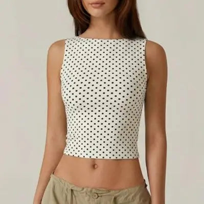 High Neck Open Back Sleeveless Crop Tank
