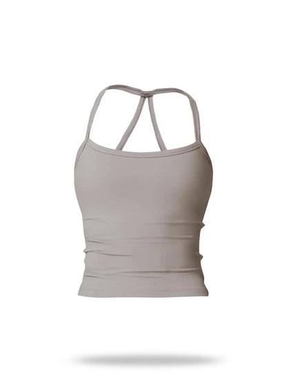 Women's Solid Backless Sports Cami Top, Quick Drying Breathable Sports Cami Top