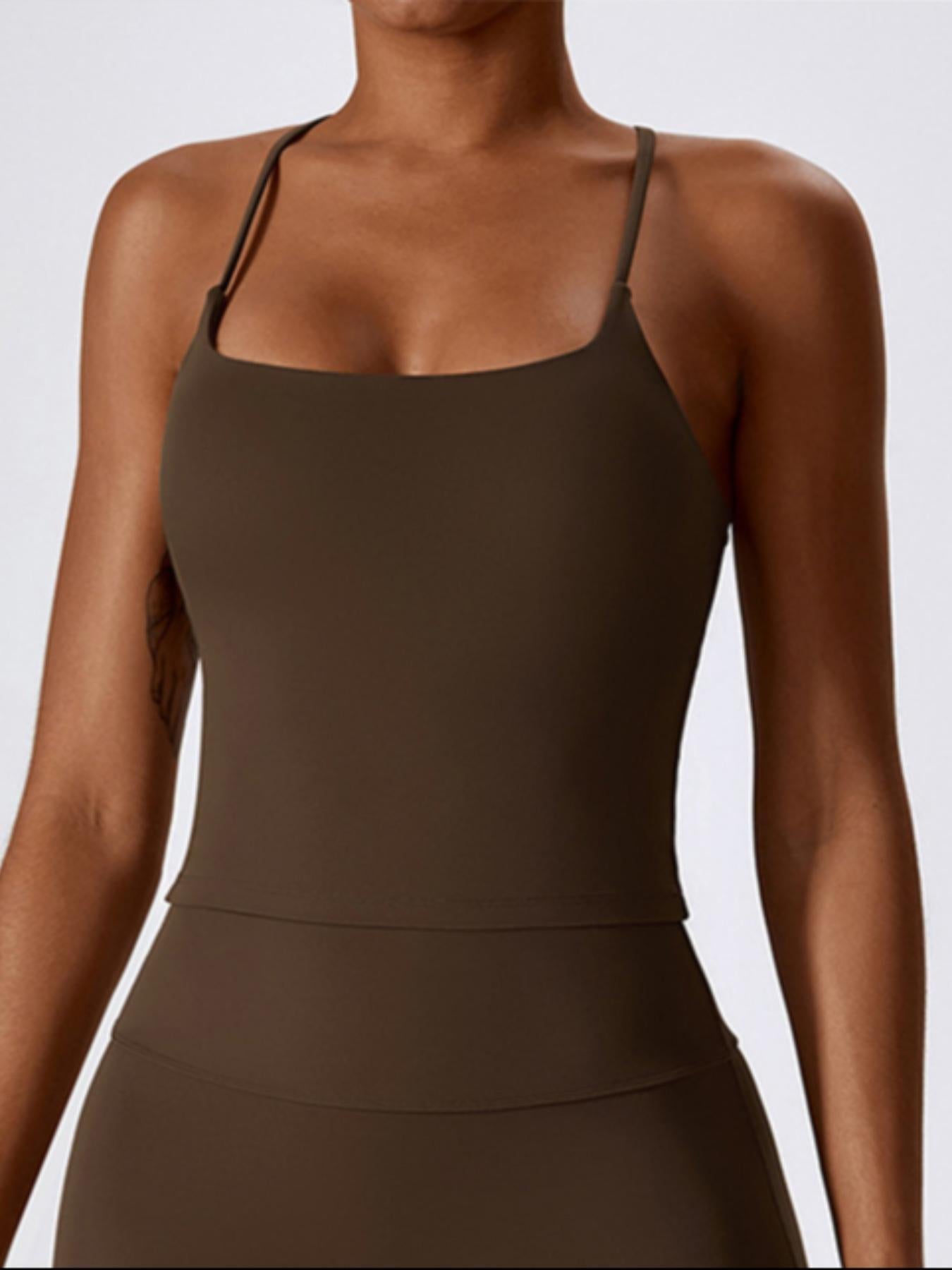 Women's Solid Criss Cross Backless Sports Vest, Casual Comfy Breathable Quick Drying Cami Top for… - image 13