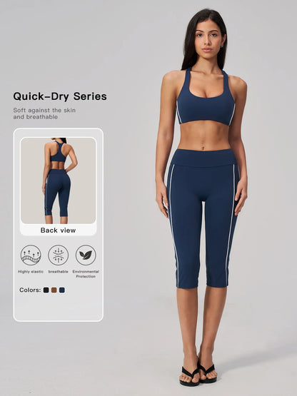 Women's Yoga Set, Fleece Quick-Dry Sports High-Waist Waist-Tucking Yoga Pants