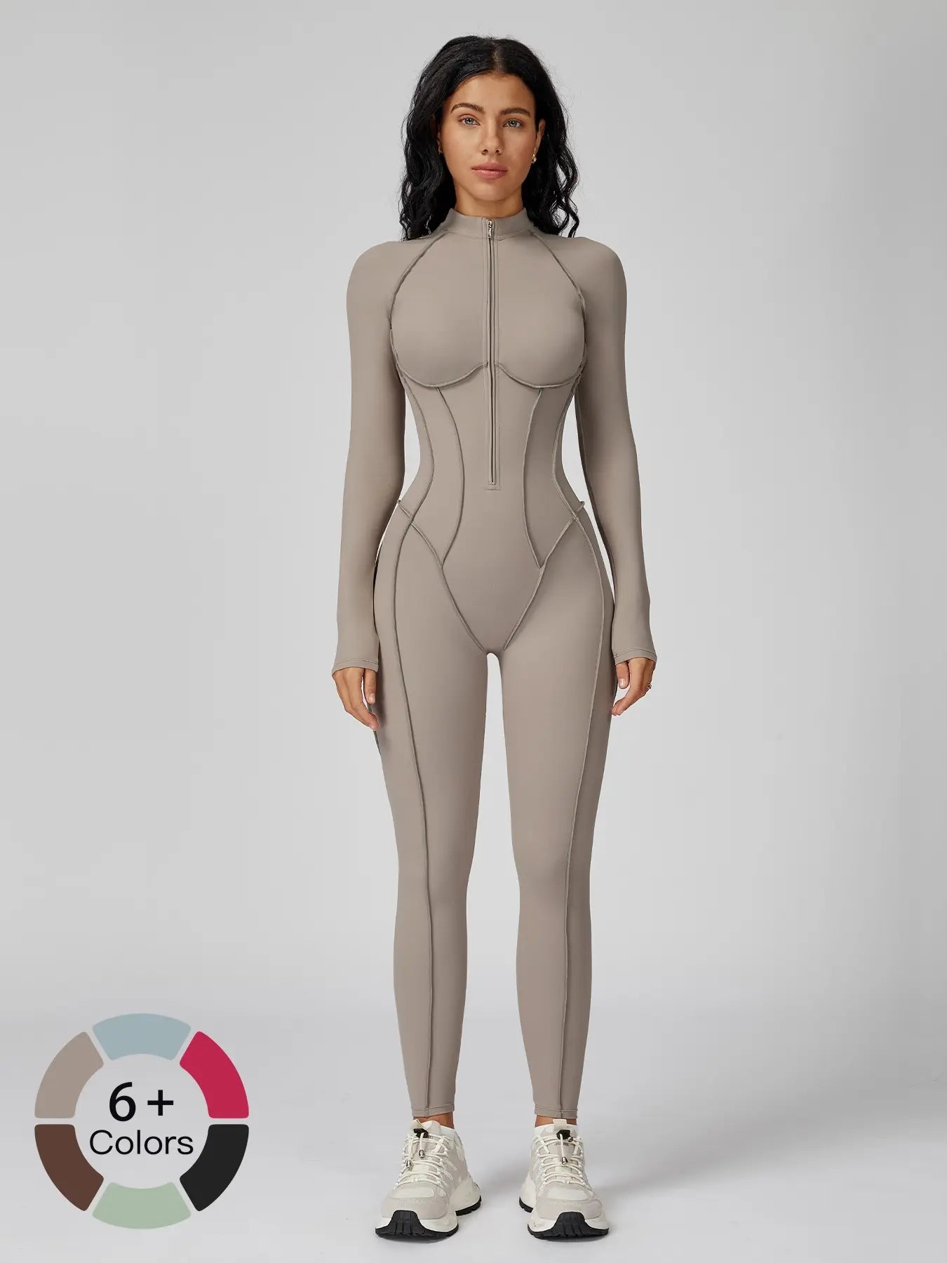 Women's High-Intensity Yoga Workout, Colorblock Stand Collar Romper - image 2