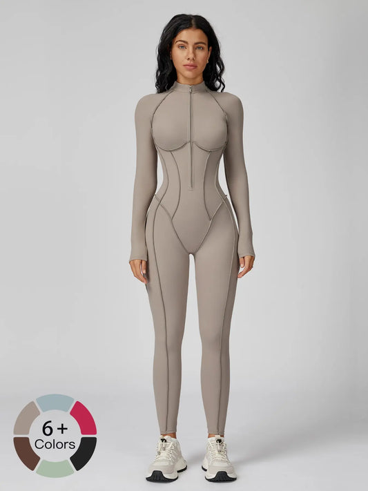 Women's High-Intensity Yoga Workout, Colorblock Stand Collar Romper - image 2
