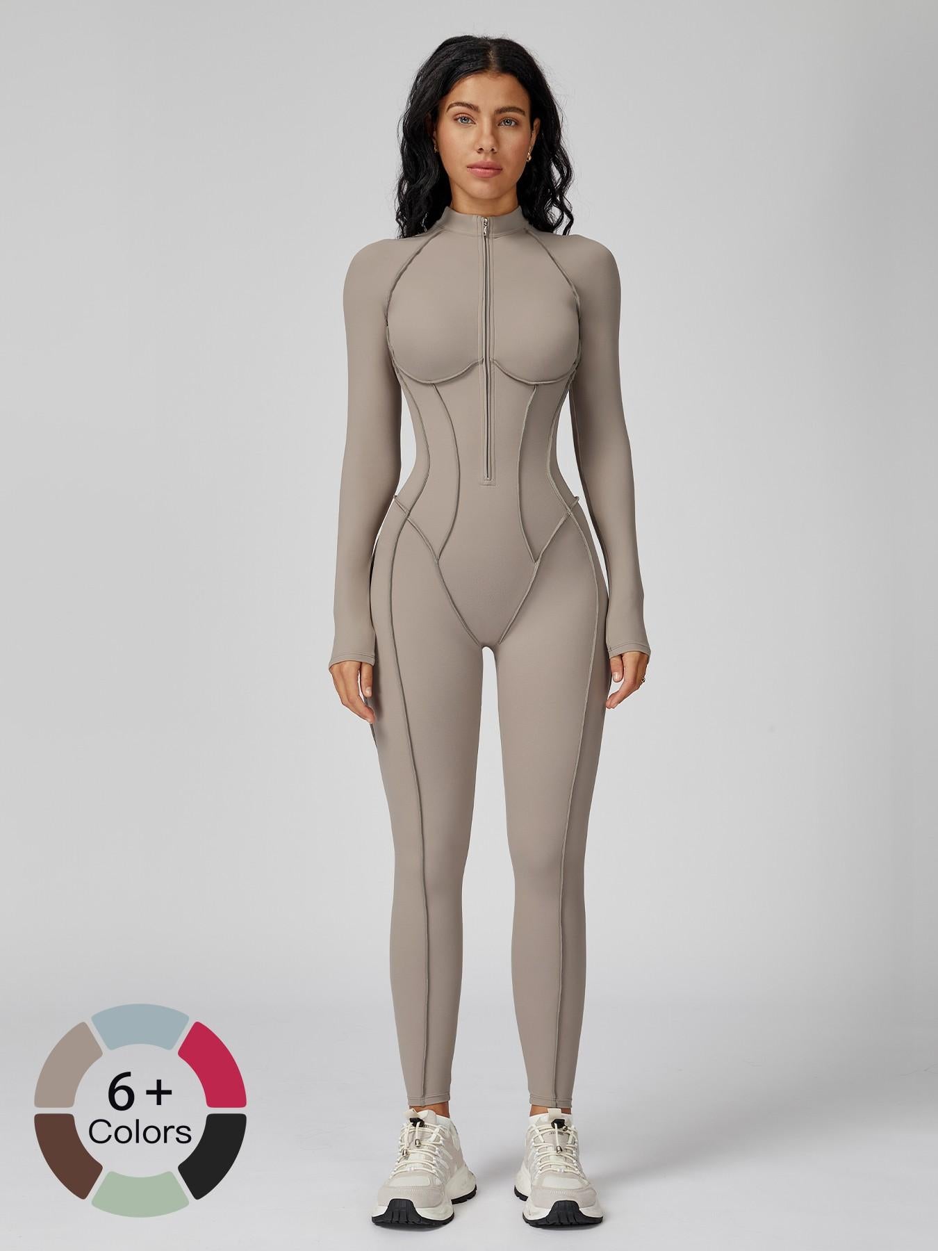 Women's High-Intensity Yoga Workout, Colorblock Stand Collar Romper - image 21