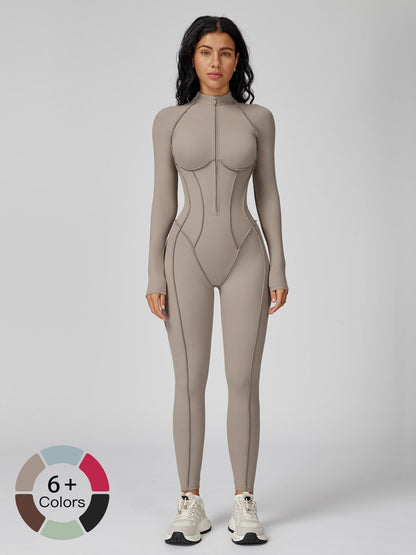 Women's High-Intensity Yoga Workout, Colorblock Stand Collar Romper - image 21