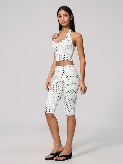 Dot Pattern Yoga Set for Women, Polyester Ammonia Print Deep V High Elastic Fitness Sports Set - image 15