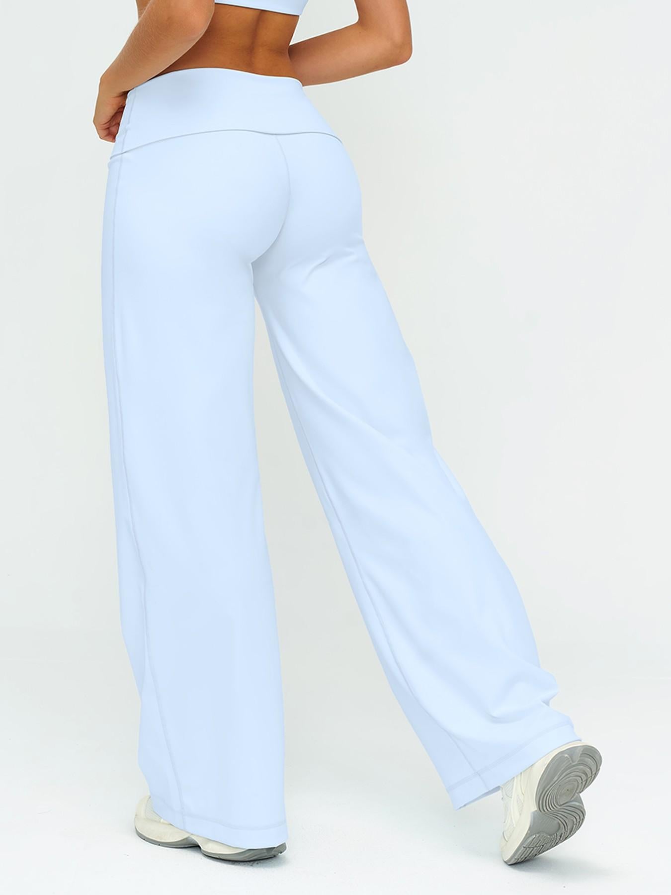 Fleece Long Pants, Folded Waist Loose Wide Leg Slimming Pants - image 13