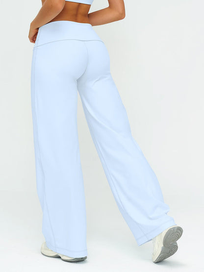Fleece Long Pants, Folded Waist Loose Wide Leg Slimming Pants - image 13