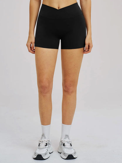 Cross Waist Yoga Shorts, Tight Fit Fleece Fitness Short Pants - image 8