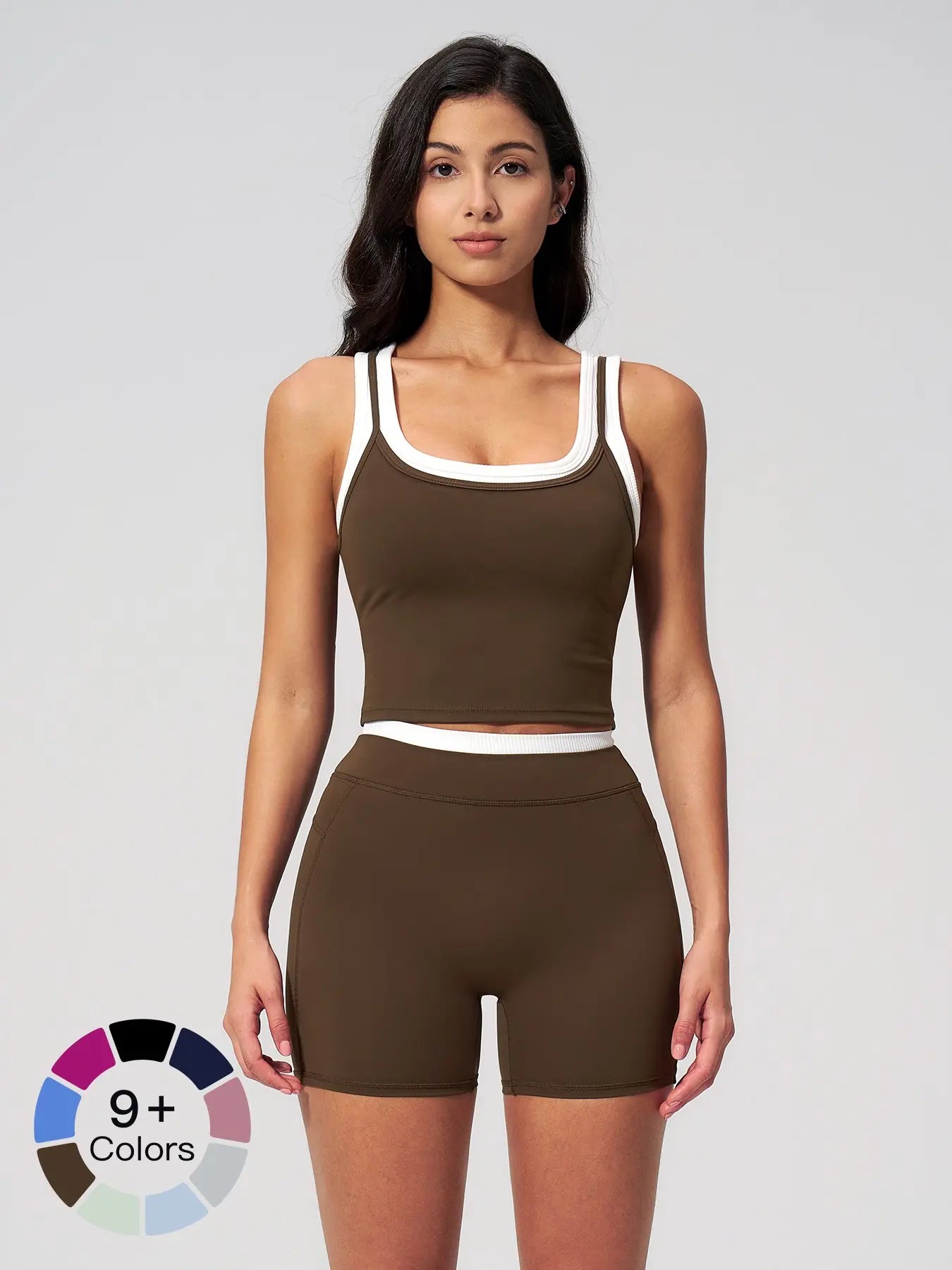 Women's Two-Piece Versatile Colorblock Yoga Set, High-Waisted Ribbed Casual Sportswear for Gym - image 9