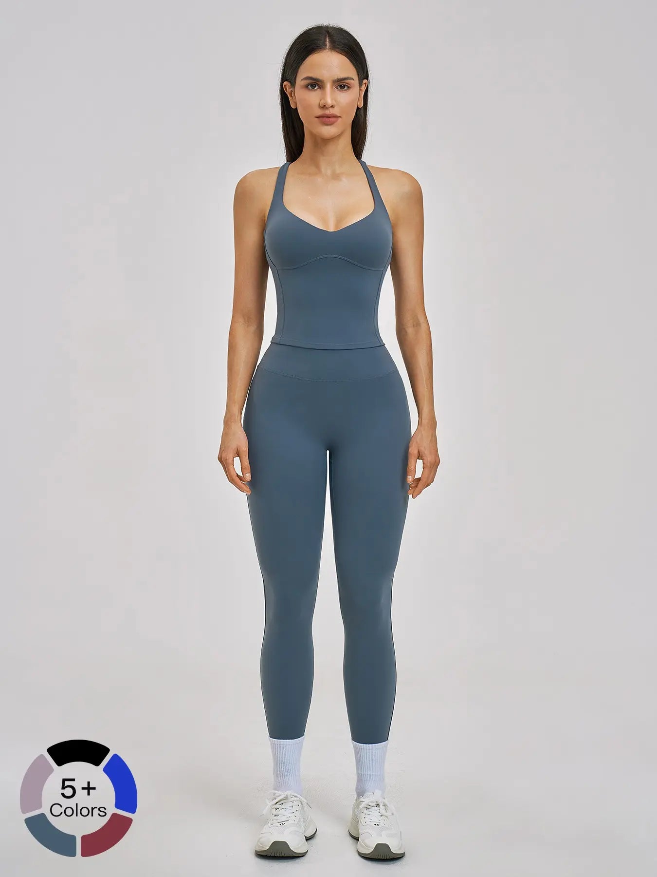 Spring Summer Fleece Sports Set, Cross Back High-End Fitness - image 5