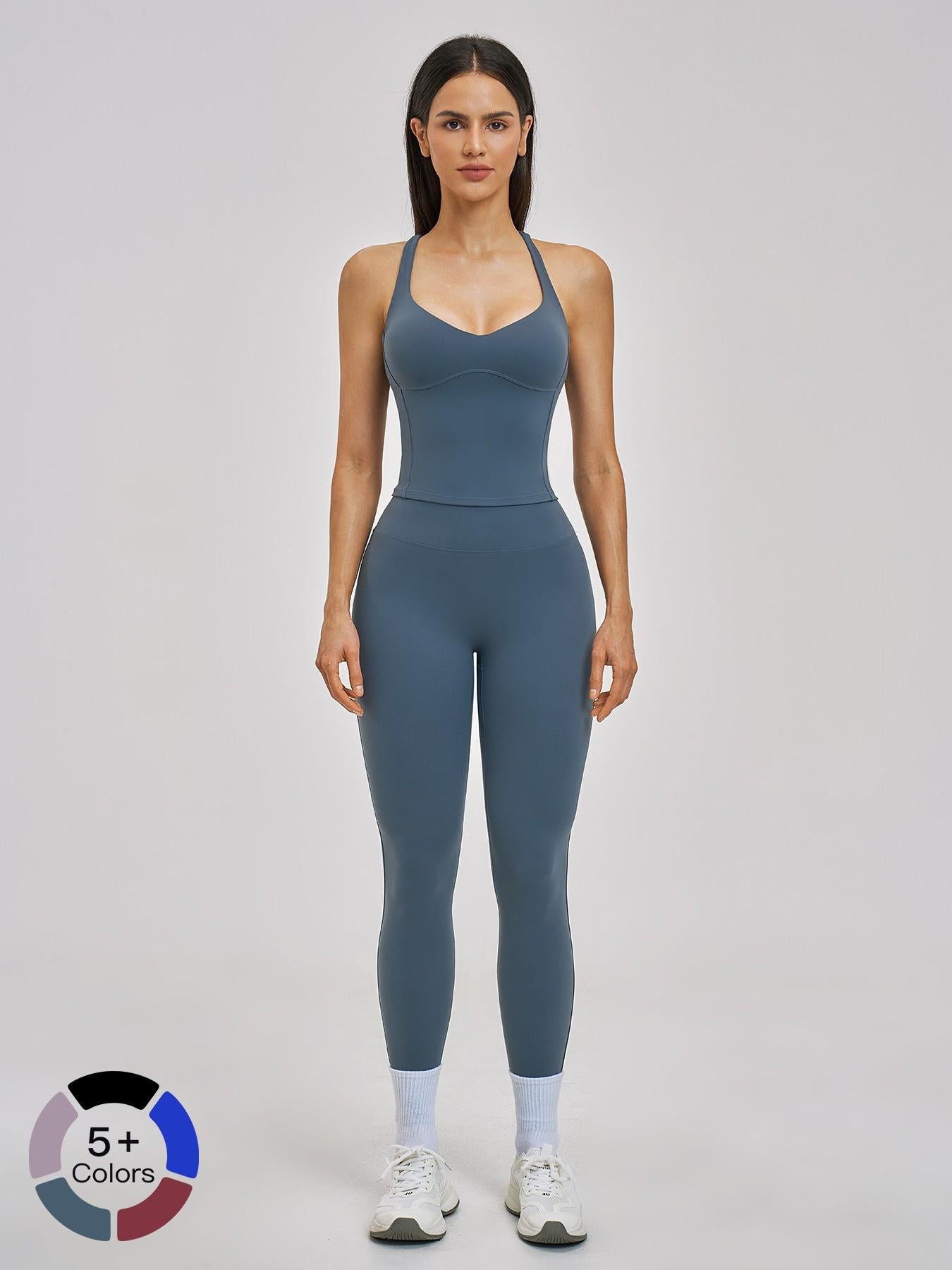 Spring Summer Fleece Sports Set, Cross Back High-End Fitness - image 19