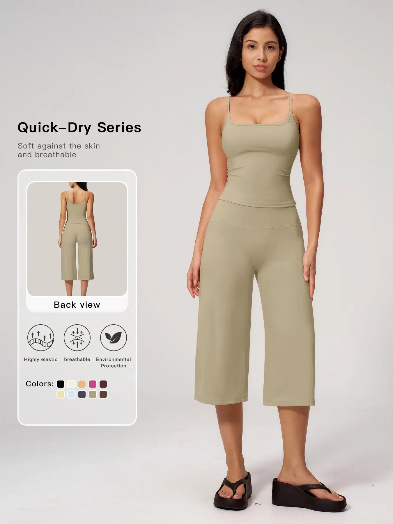 Yoga Tank Top High Waist Quick-Dry Casual Mid-Length Pants Running Outdoor Athletic Sportswear Yoga…