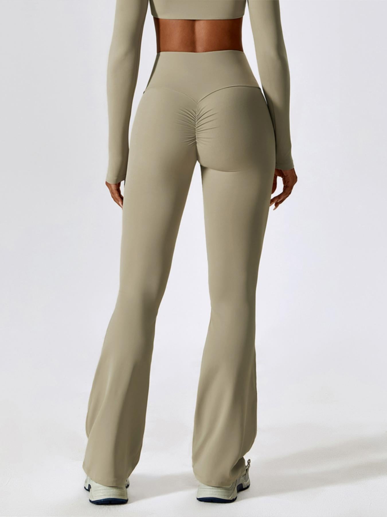 Women's Solid High-Waisted Flared-Leg Tummy Control Sports Leggings, Yoga Athletic Bottoms - image 15