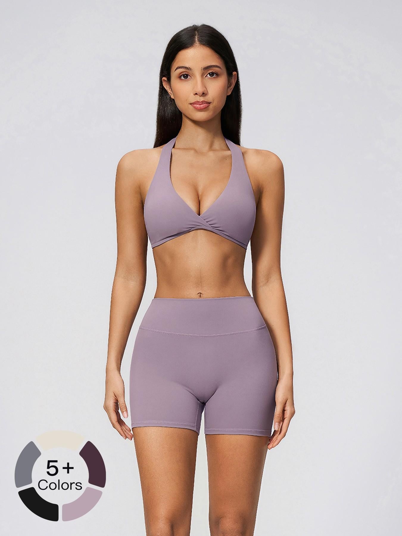 Summer New Athletic Yoga Set Deep V Lift Butt Slimming Running Sports Three-Quarter Pants, Women's Yoga - image 13
