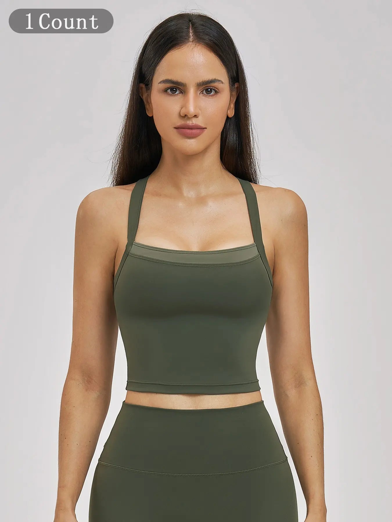 Cross Color Yoga Tank Top, Fake Two-Piece Design