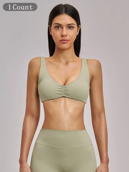 Sexy Backless Yoga Bra, Gathered Sports Running Fitness Underwear
