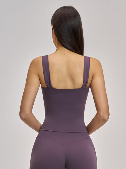 High Elasticity Square Neck Yoga Tank Top with Chest Padding, Outdoor Fitness Sports Bra for Women - image 14