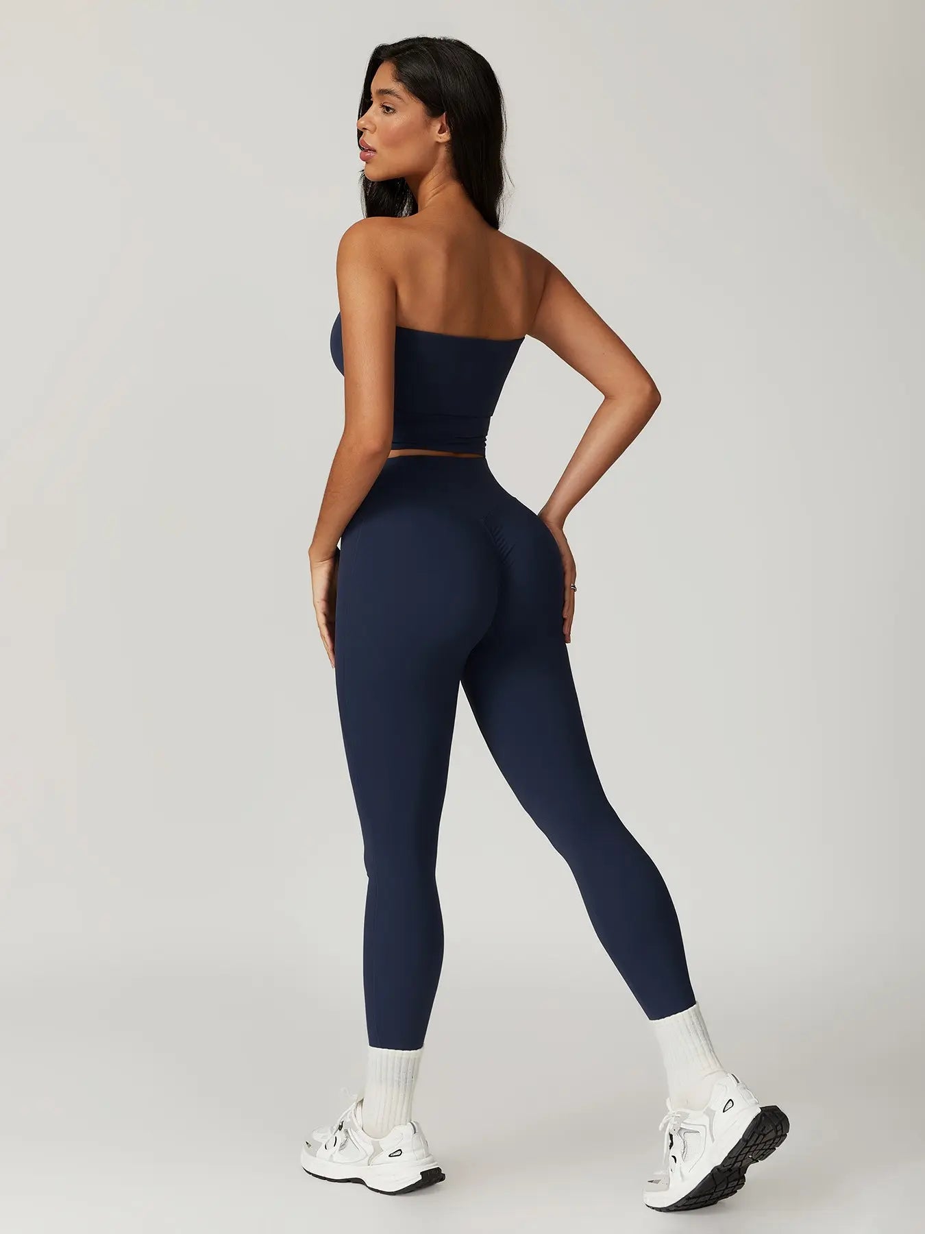 Autumn Winter Fleece Back Yoga Set, High Waist Tight Fit Long Sleeve Workout Clothes - image 8