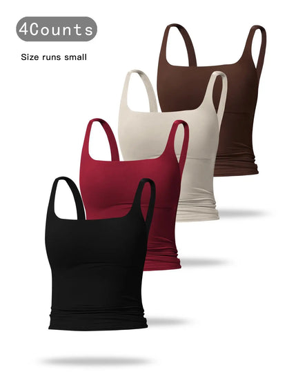 Women's Solid Color Sports Tank Top for Yoga & Gym