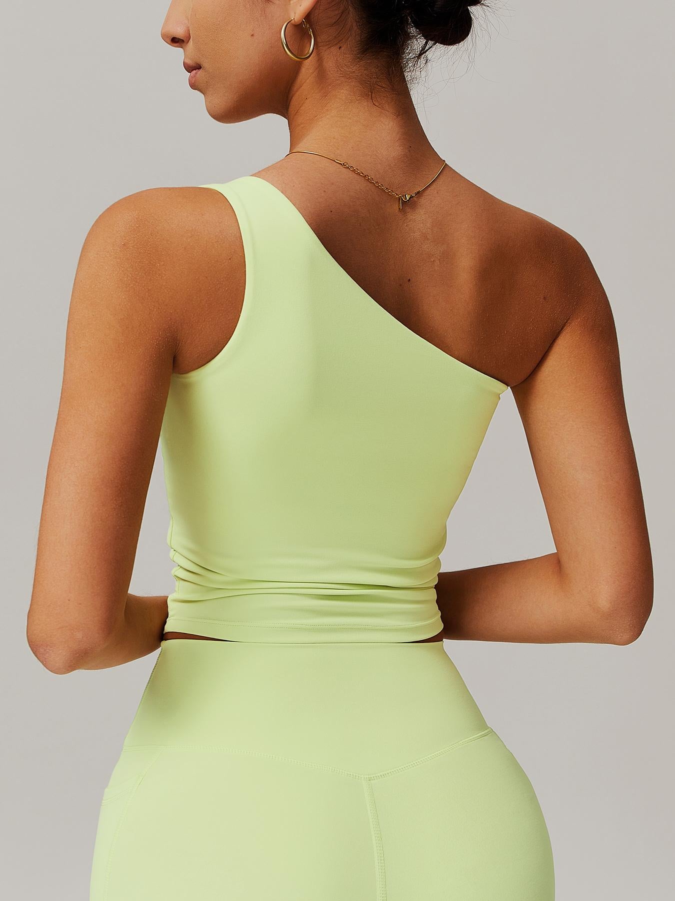 Women's Solid Color One Shoulder Sports Bra, High Stretch Comfortable Breathable Quick Drying Yoga Bra - image 18