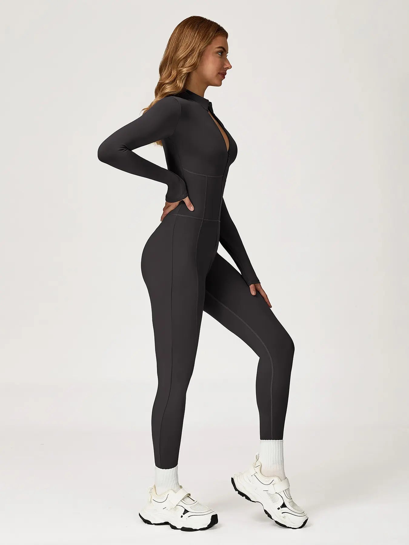 One-Piece Bodysuit with Stand Collar and Zipper, Warm Long Sleeve Outdoor Leisure Sports Fitness Yoga… - image 9