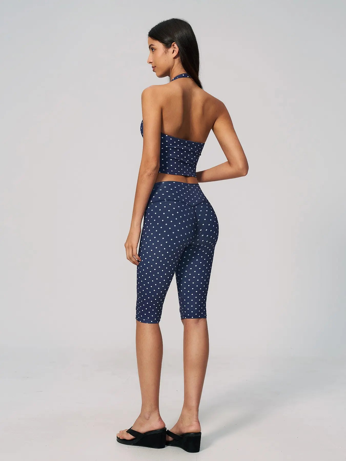 Dot Pattern Yoga Set for Women, Polyester Ammonia Print Deep V High Elastic Fitness Sports Set - image 9