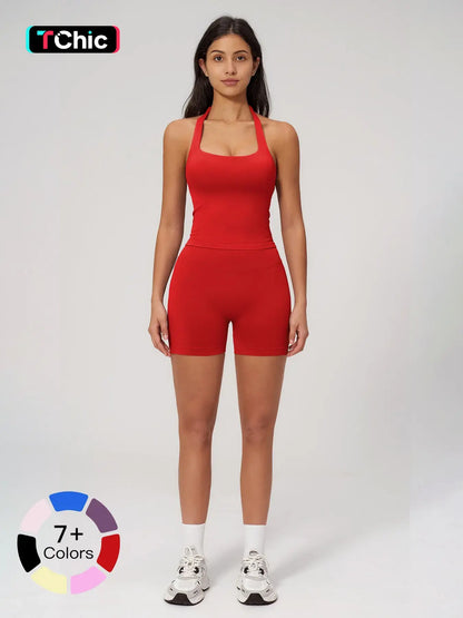 Seamless Yoga Set for Women, Tight Running Quick-Dry Sports Tank Top