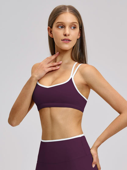 Colorblock Skin-Touch Sports Bra, Quick-Dry Tight-Fitting Cross-Back Sport Tank Top - image 9