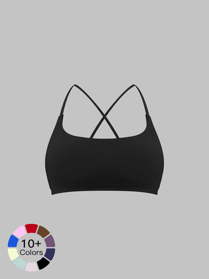Seamless Cross Back Sports Bra, Adjustable Running Yoga Bra