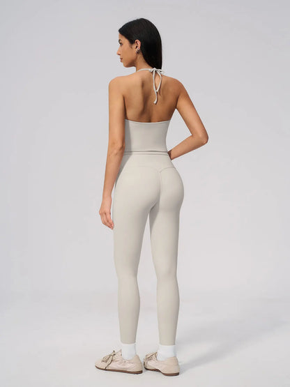 V-Neck Halter Sports Set, High Waist Butt Lifting - image 6
