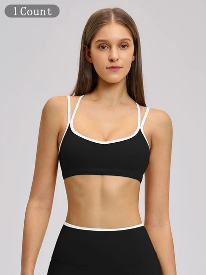 Colorblock Skin-Touch Sports Bra, Sporty Bra