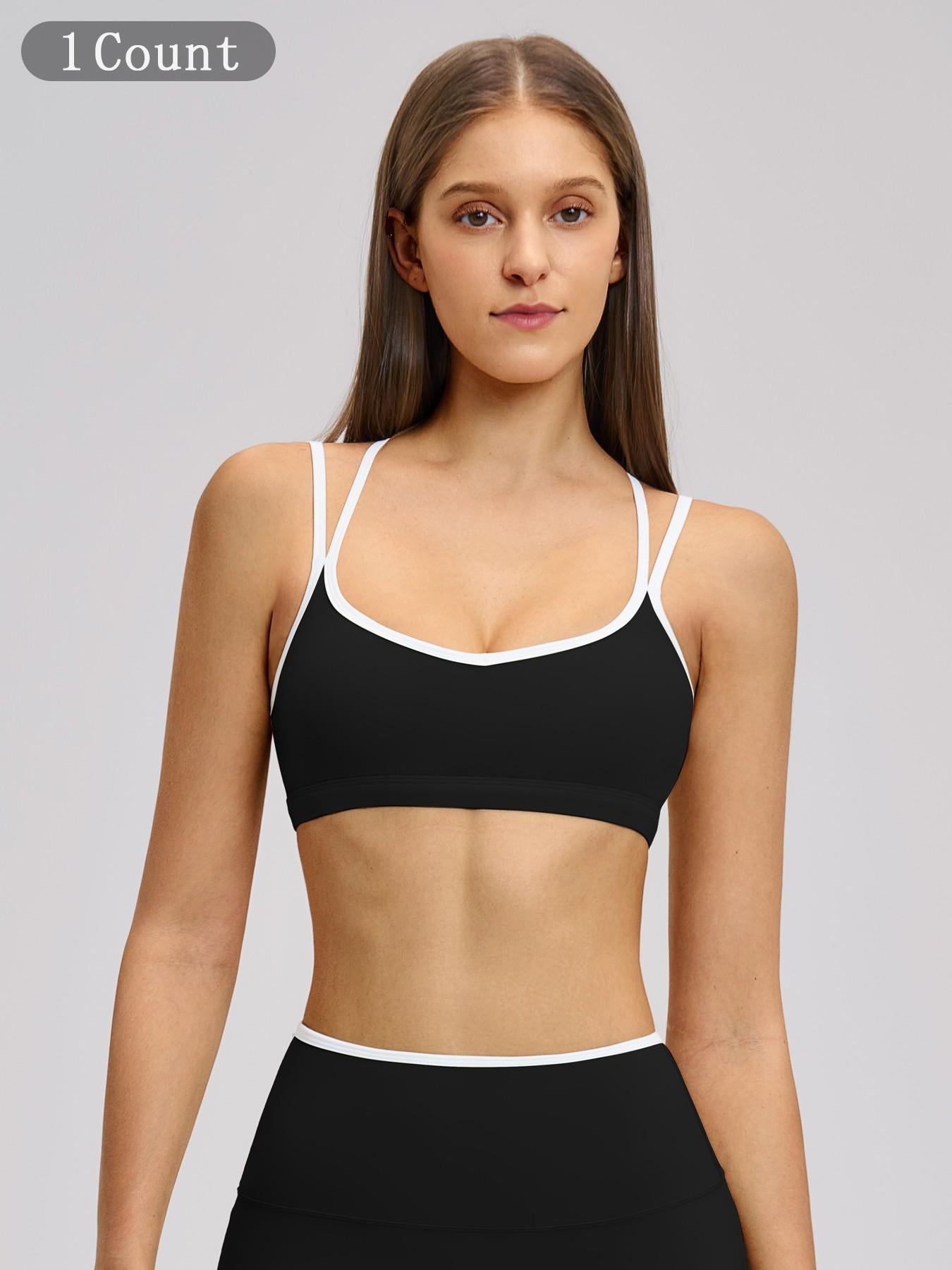 Colorblock Skin-Touch Sports Bra, Sporty Bra - image 8