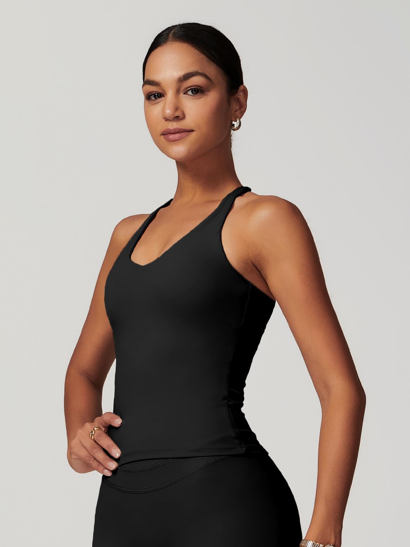 Women's Solid Color Criss Cross Back Sports Bra, Workout Bra - image 17