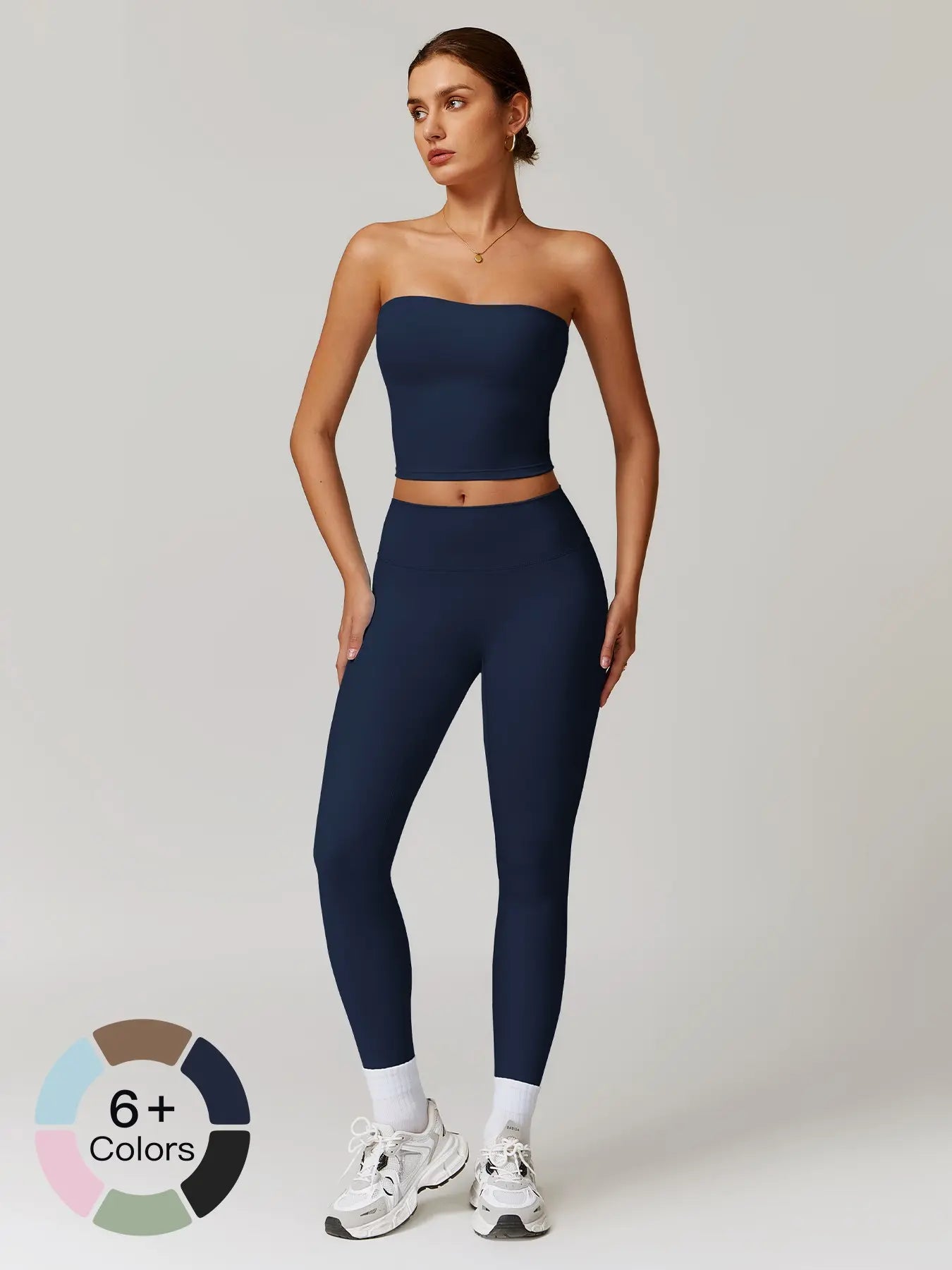 Autumn Winter Fleece Back Yoga Set, High Waist Tight Fit Long Sleeve Workout Clothes - image 3