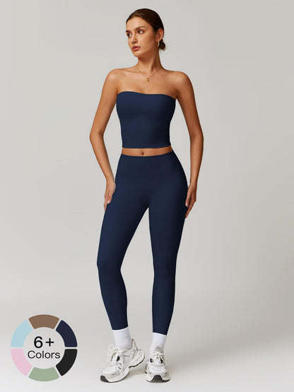 Autumn Winter Fleece Back Yoga Set, High Waist Tight Fit Long Sleeve Workout Clothes - image 19