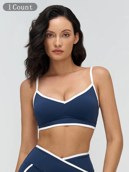 Women's Colorblock Yoga Bralette, Dual Shoulder Straps Design