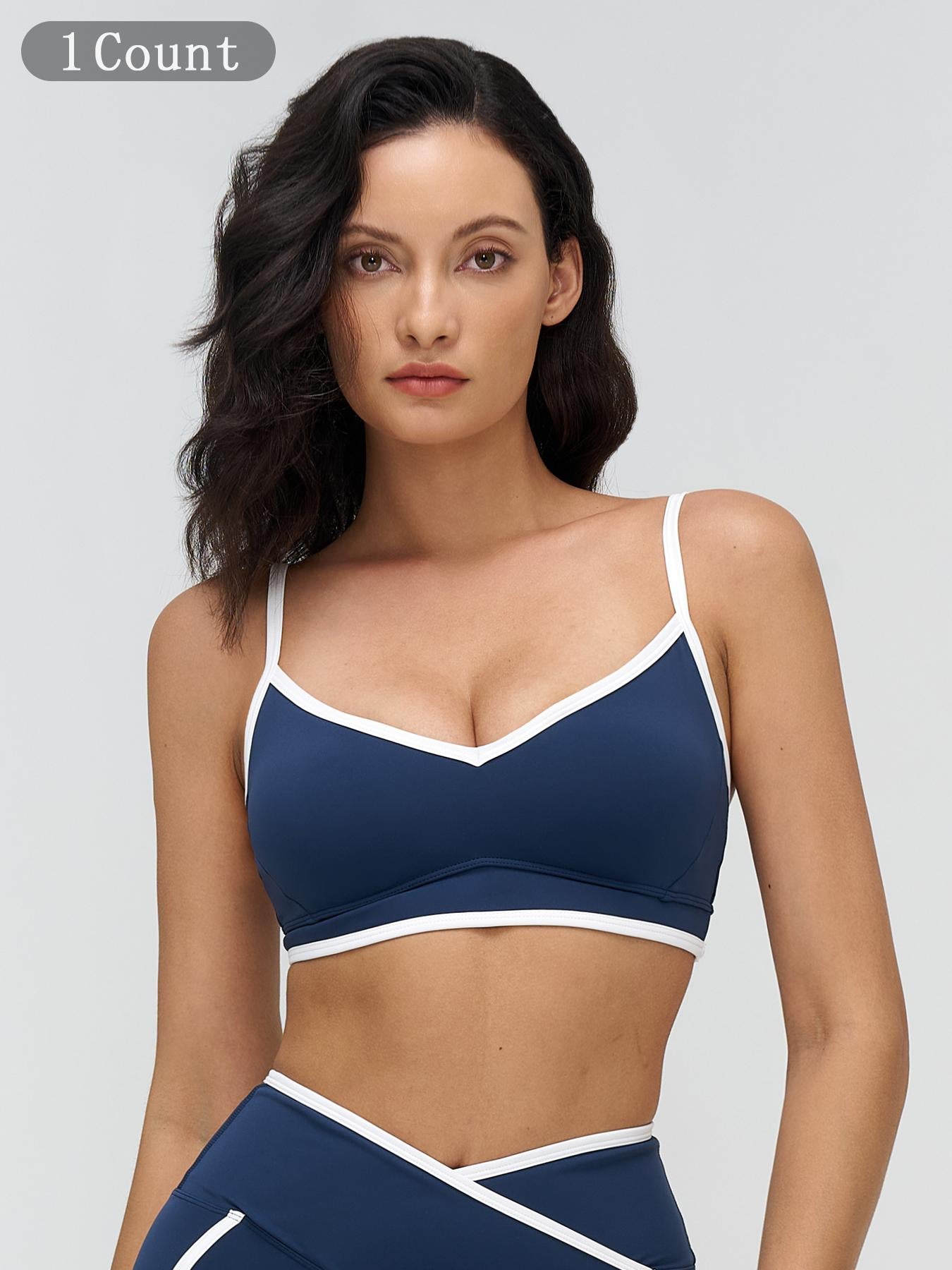 Women's Colorblock Yoga Bralette, Dual Shoulder Straps Design - image 9