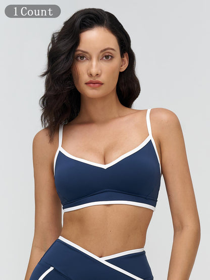 Women's Colorblock Yoga Bralette, Dual Shoulder Straps Design - image 9