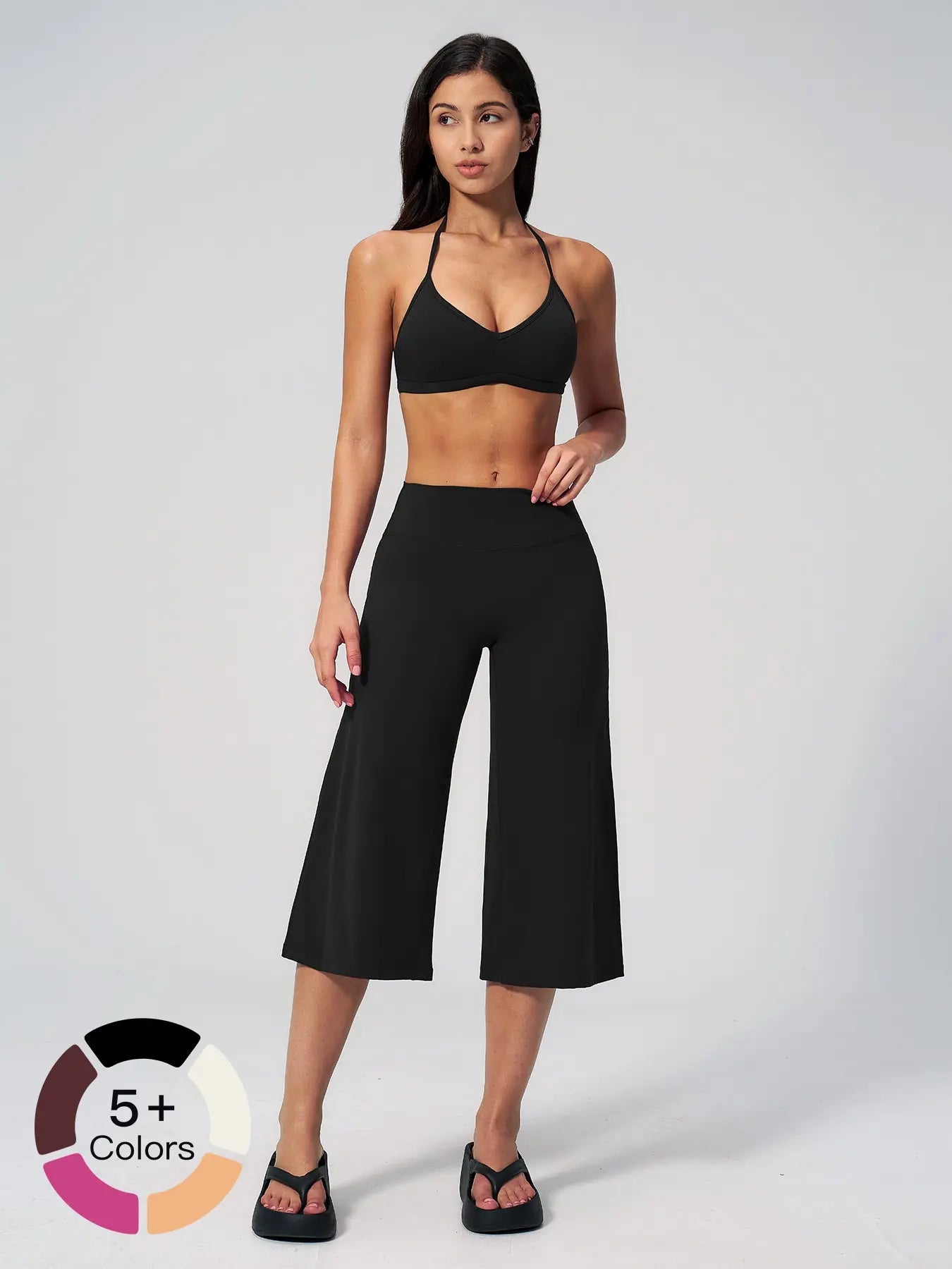 Women's Yoga Set, High-End Shock Absorption Sport Bra & Quick-Dry High-Waist Capri Pants - image 3