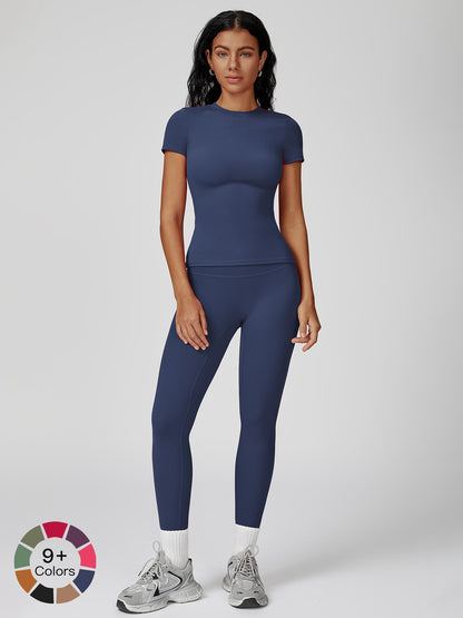 Women's High-Strength Yoga Set, Sporty High Stretch Round Neck Slim-Fit Workout - image 20