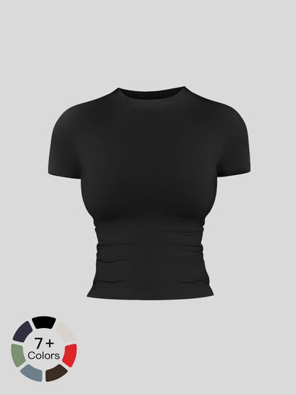 Women's Solid Color Sports Tee, Fitness Sport Top - image 19