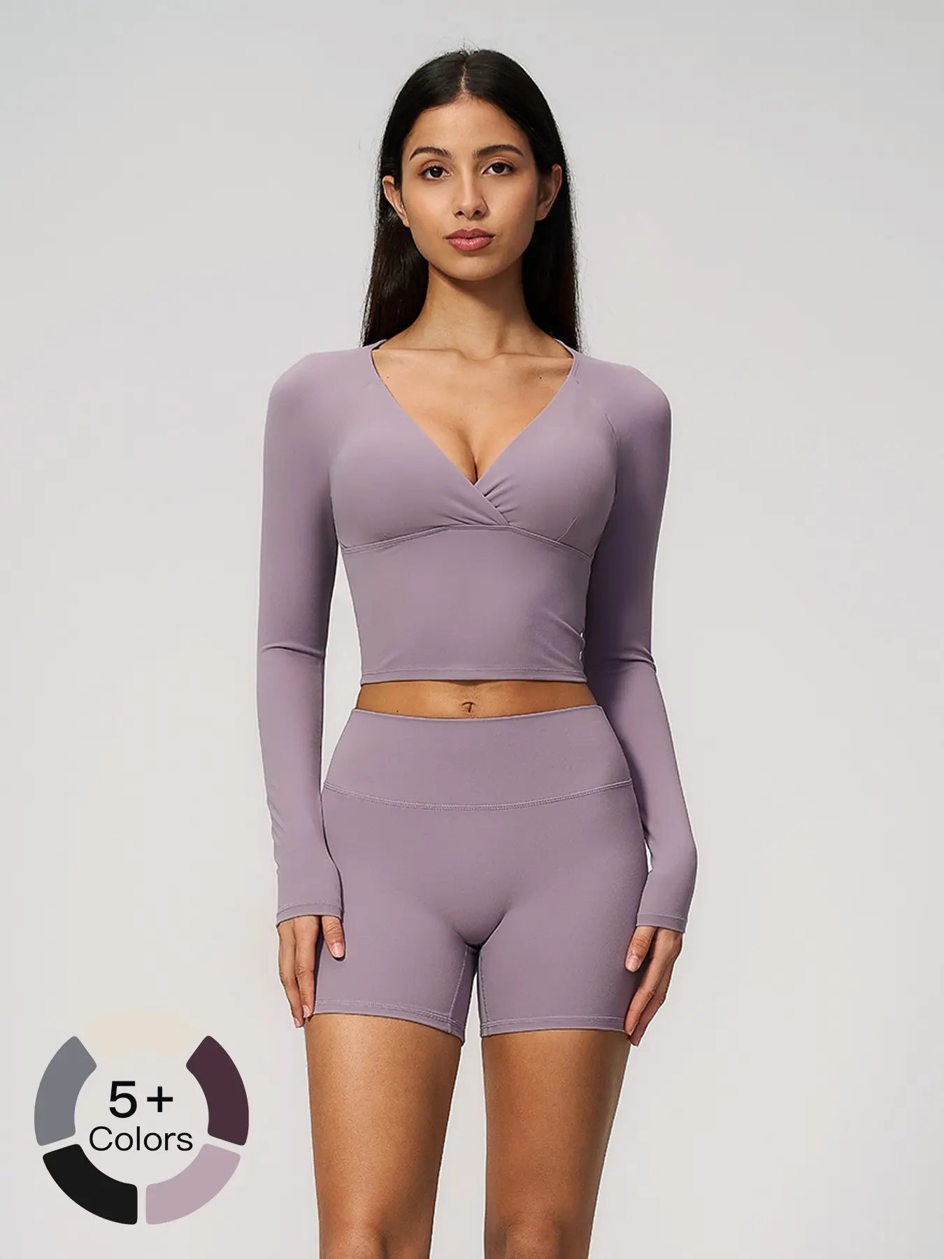 Terry Knit Workout Set, Push-Up Shockproof Dual-Layer Waistband