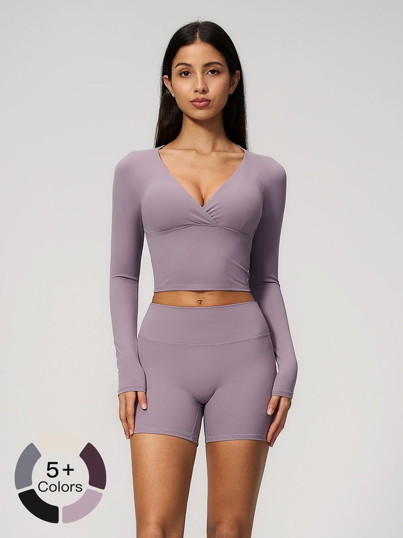 Terry Knit Workout Set, Push-Up Shockproof Dual-Layer Waistband - image 19