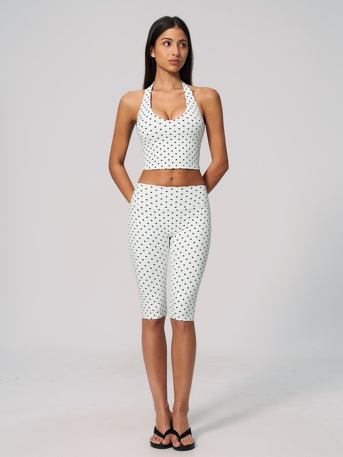 Dot Pattern Yoga Set for Women, Polyester Ammonia Print Deep V High Elastic Fitness Sports Set - image 16