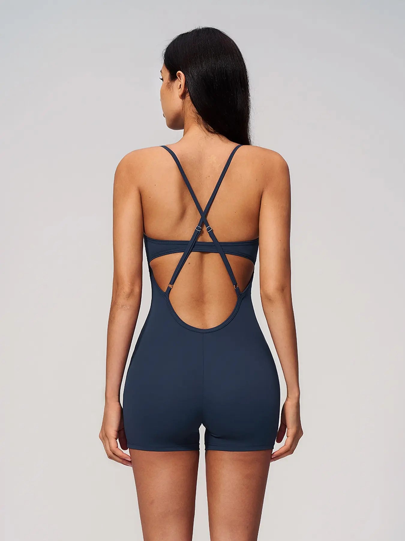 Cross Back Yoga, Tight Fit High Waist One-Piece Gym Shorts - image 6