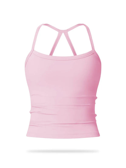 Women's Solid Backless Sports Cami Top, Quick Drying Breathable Sports Cami Top